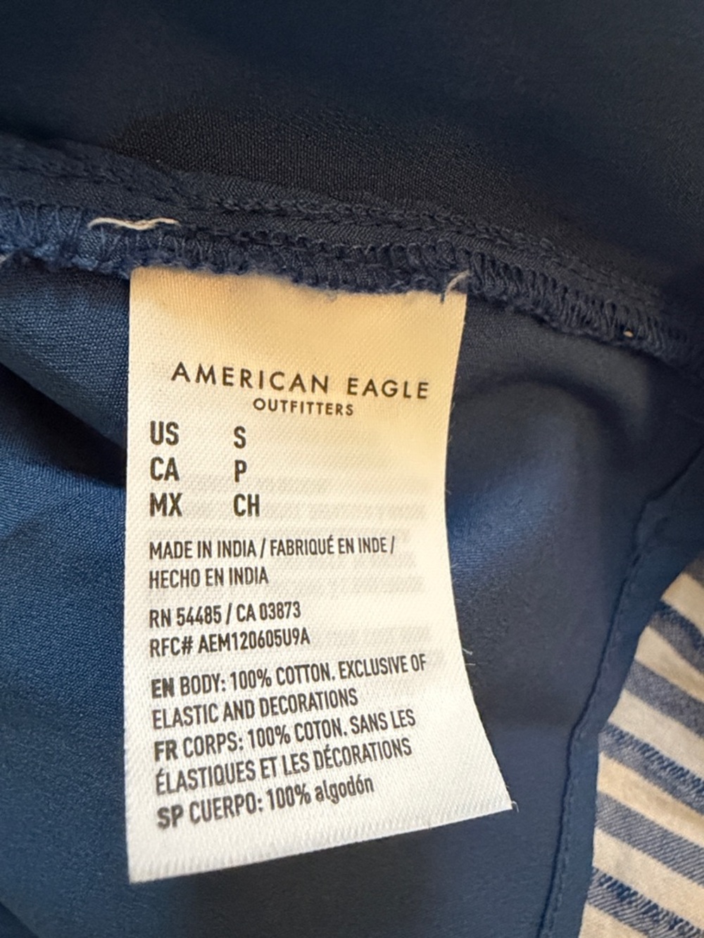 American Eagle Women's Blue & White Striped Puff Sleeve Embroidered Mini Dress S - Picture 13 of 13